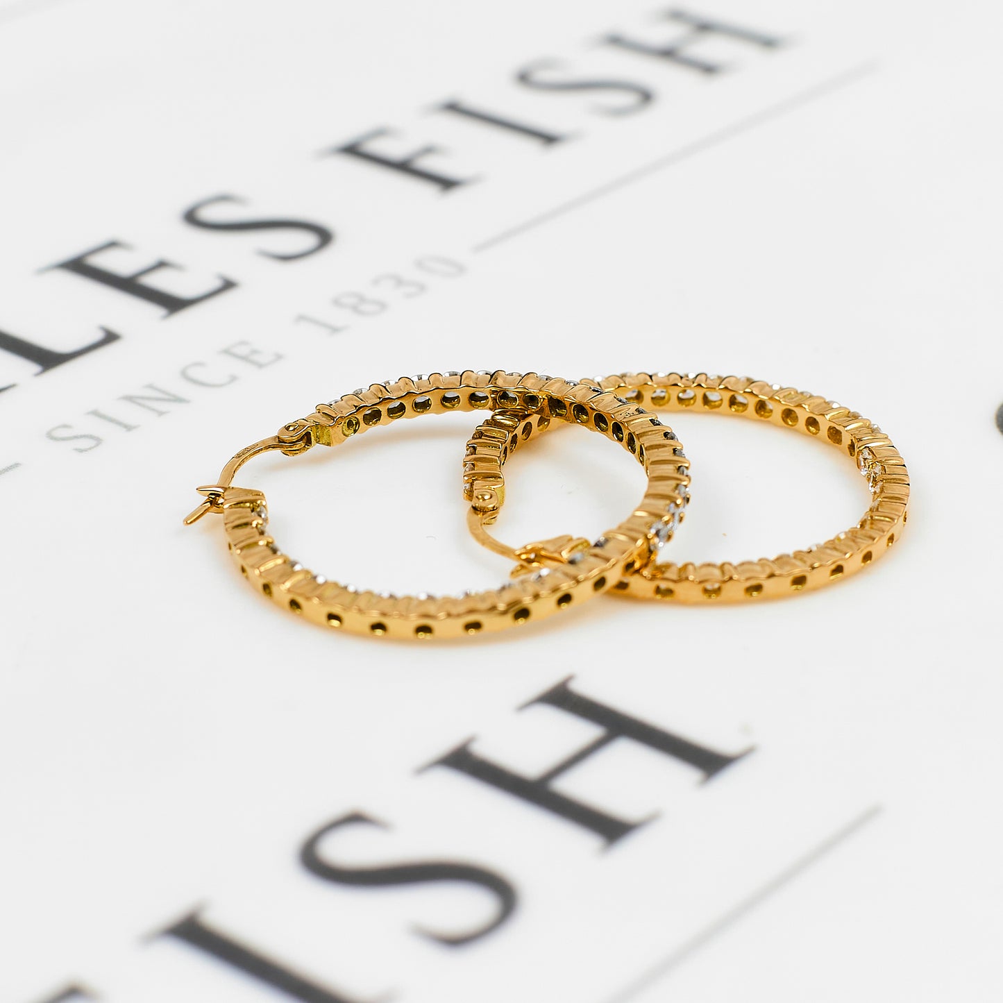 Pre-Owned 14ct Gold CZ Creole Hoop Earrings