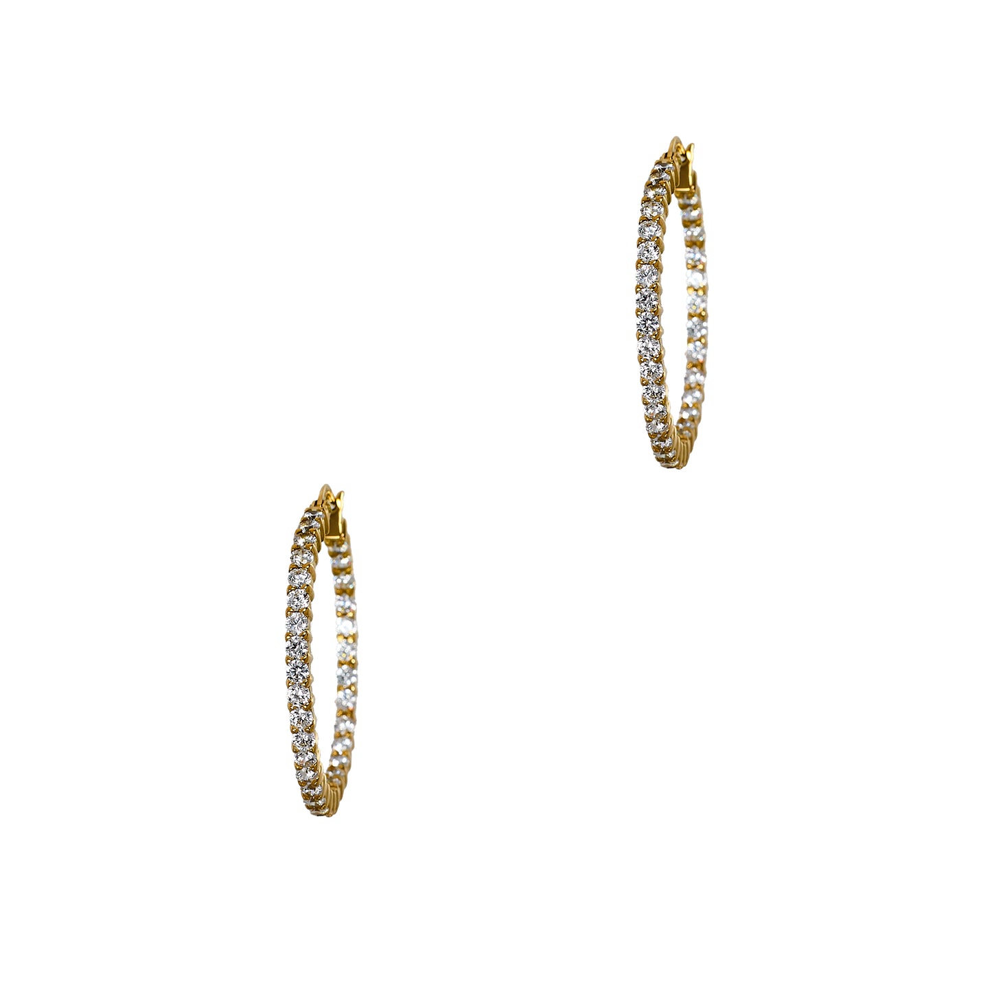 Pre-Owned 14ct Gold CZ Creole Hoop Earrings