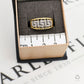 Pre-Owned 9ct Gold Diamond Greek Key Design Ring Size P