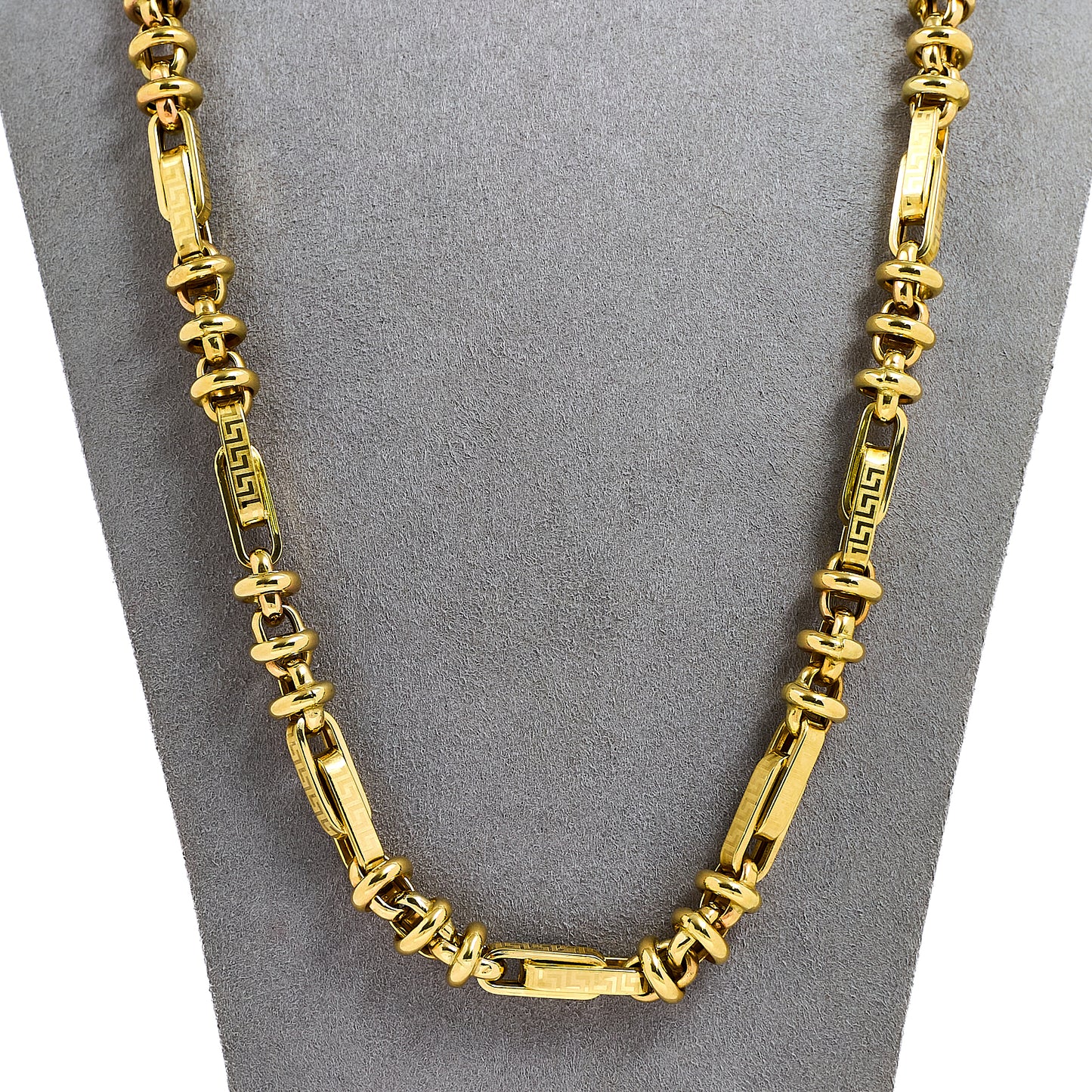 Pre-Owned 14ct Gold Greek Key Design Necklace 24 Inch
