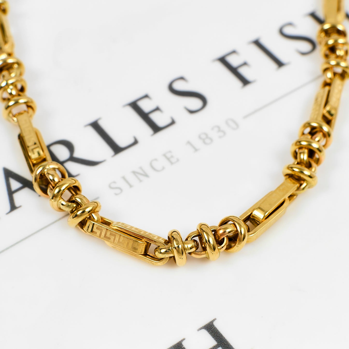 Pre-Owned 14ct Gold Greek Key Design Necklace 24 Inch