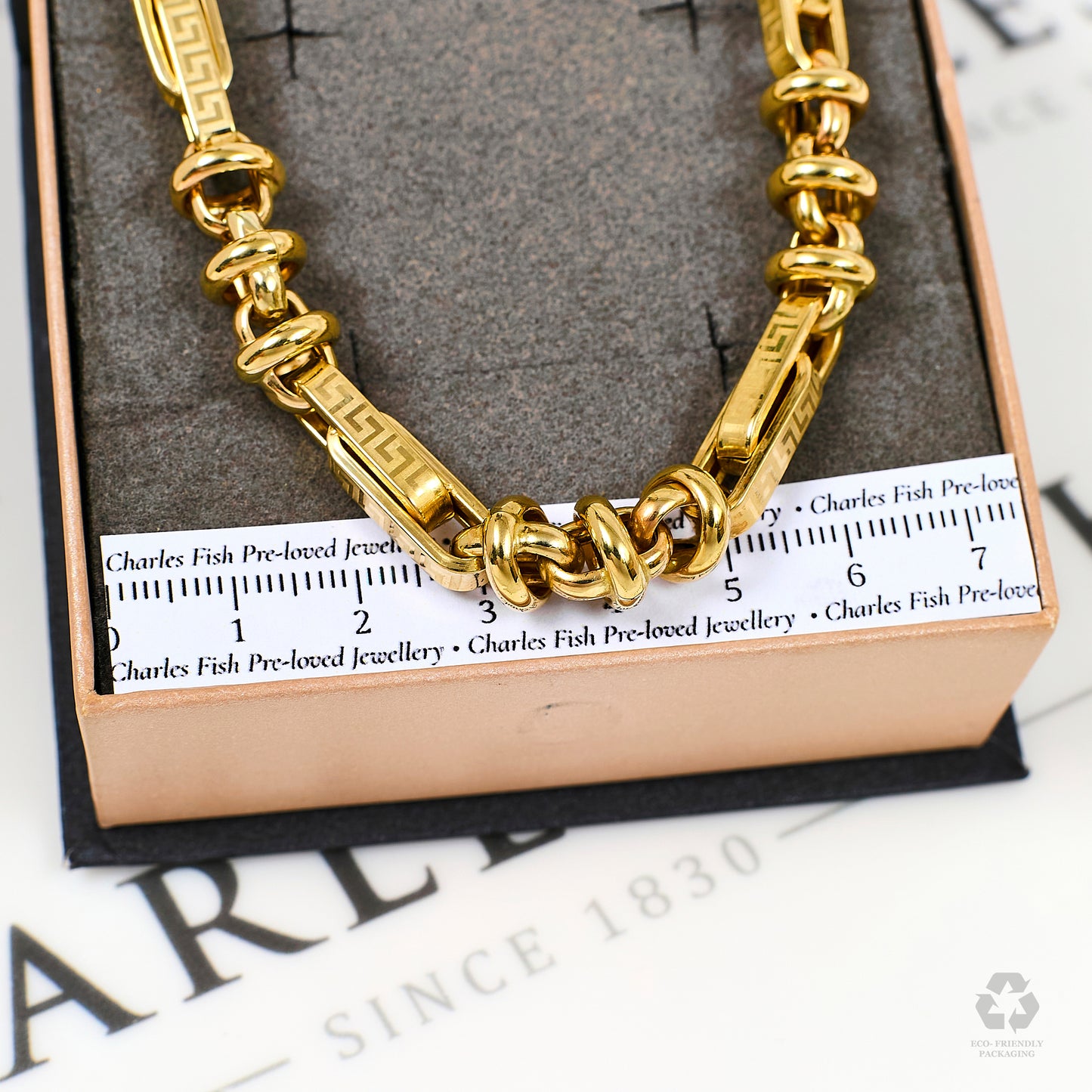 Pre-Owned 14ct Gold Greek Key Design Necklace 24 Inch