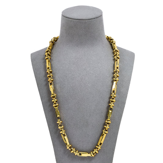 Pre-Owned 14ct Gold Greek Key Design Necklace 24 Inch