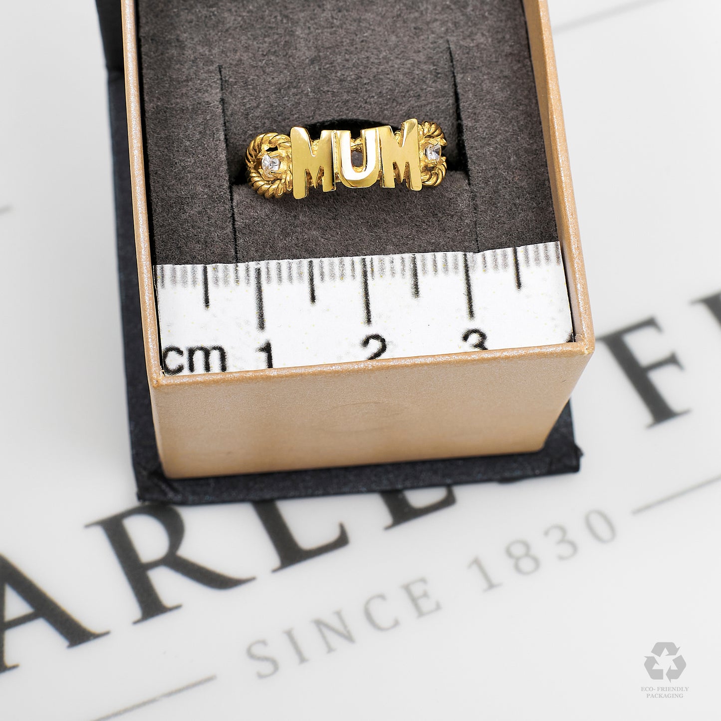 Pre-Owned 9ct Gold CZ MUM Cherish Ring Size O