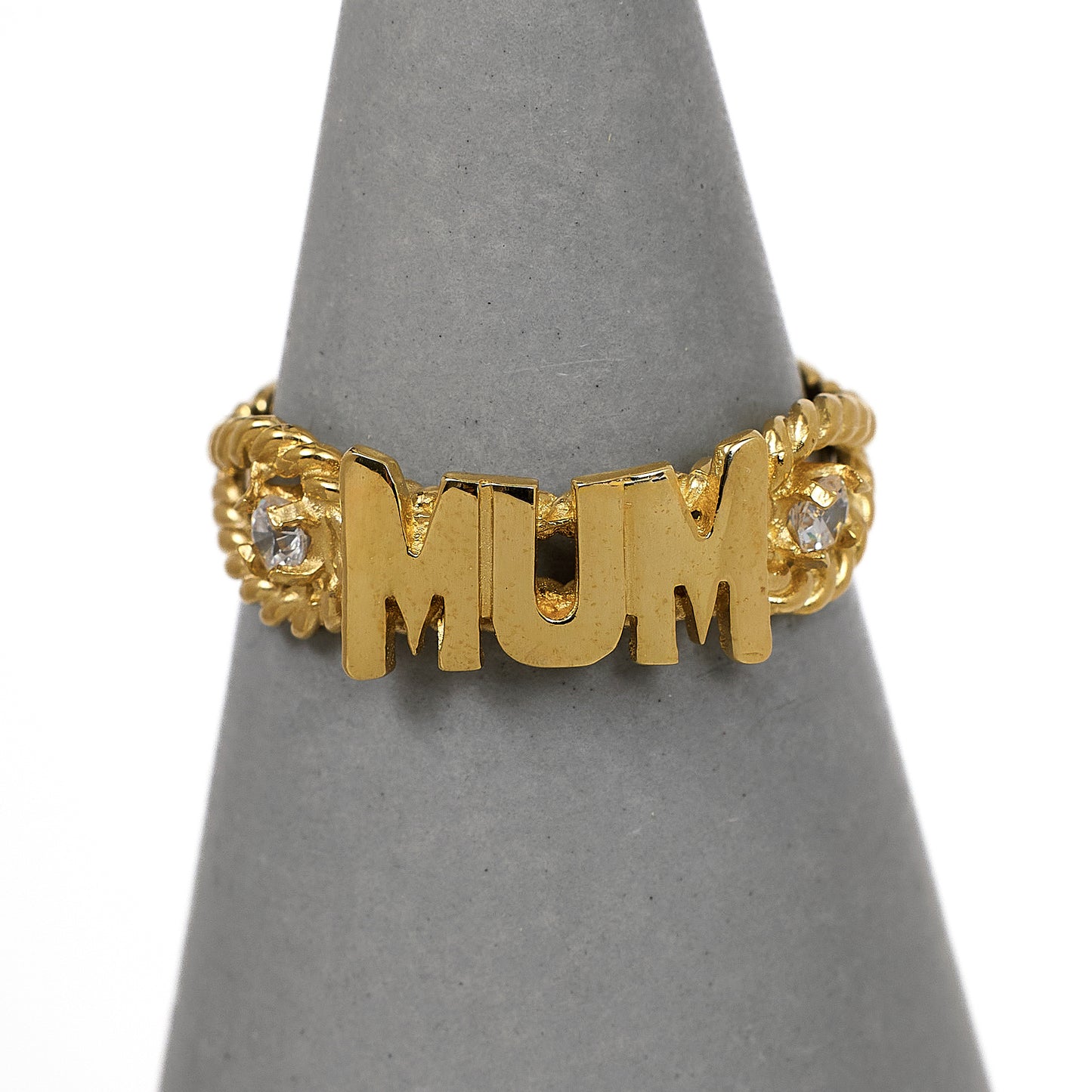 Pre-Owned 9ct Gold CZ MUM Cherish Ring Size O