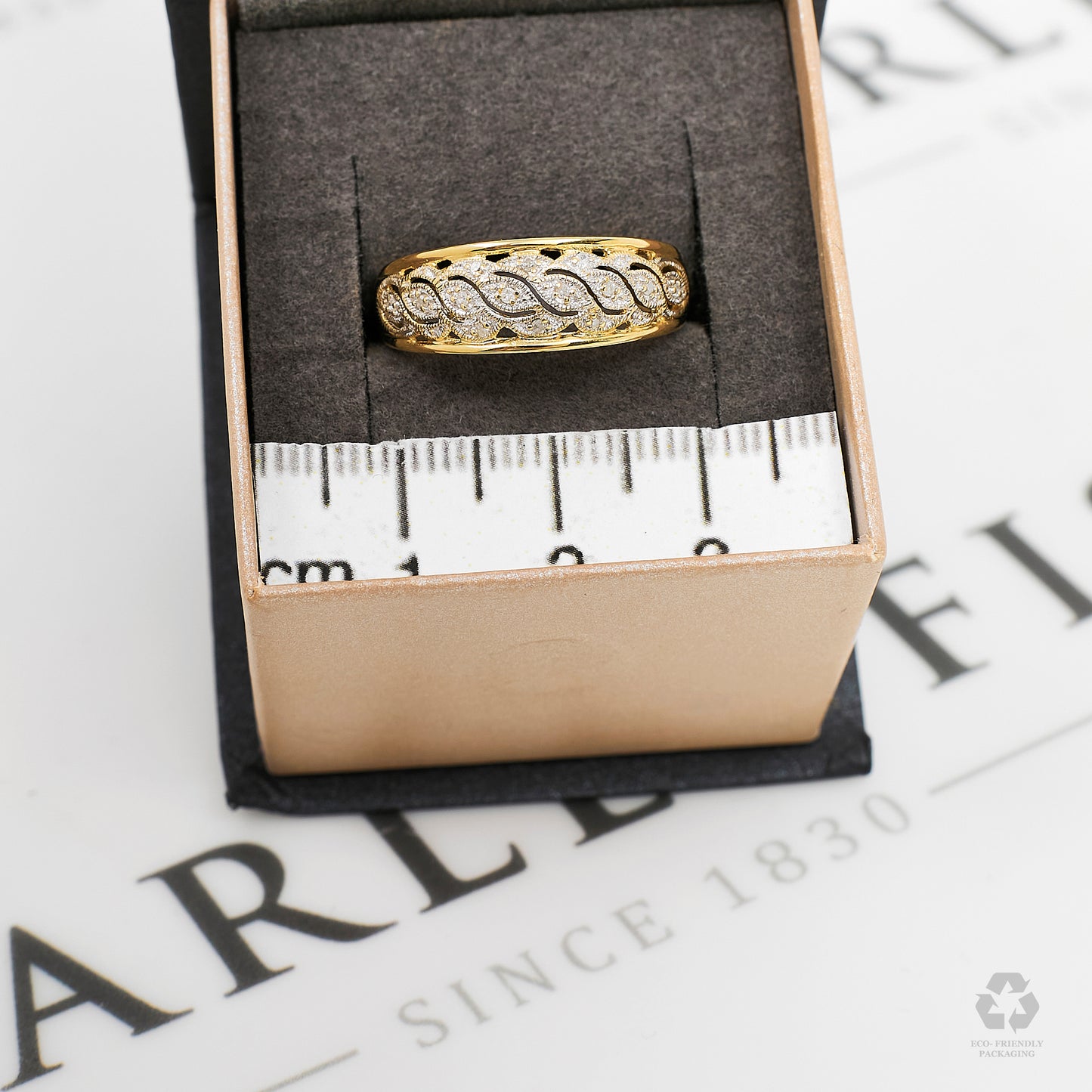 Pre-Owned 9ct Gold 2 Tone Diamond Bump Head Ring Size P