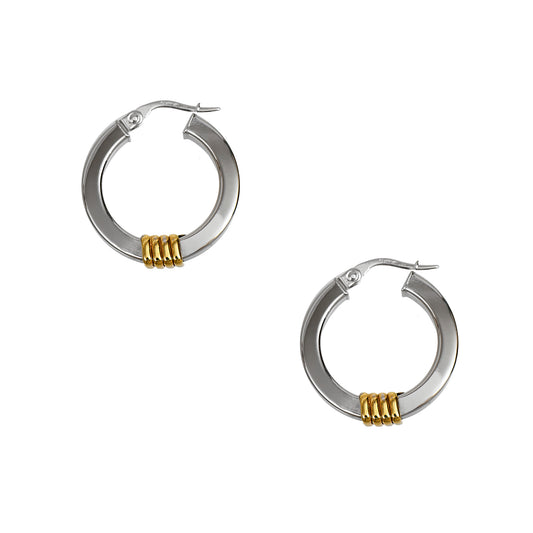 Pre-Owned 9ct Gold 2 Tone Creole Hoop Earrings
