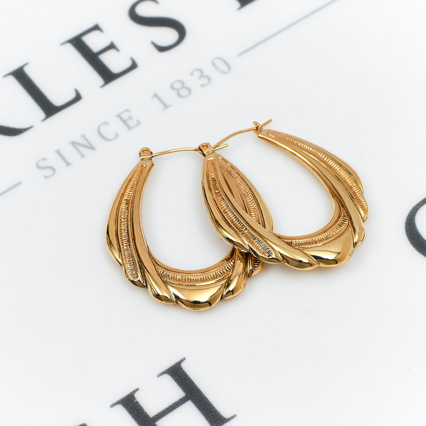 Pre-Owned 9ct Gold Oval Creole Hoop Earrings
