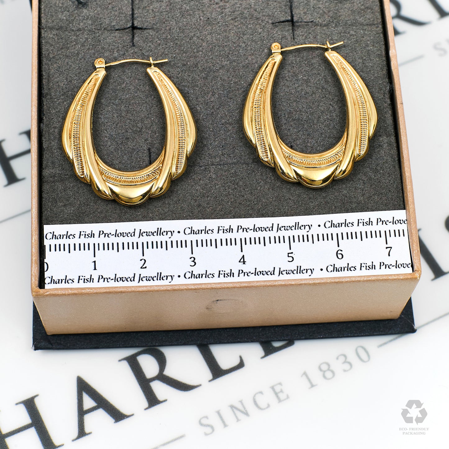 Pre-Owned 9ct Gold Oval Creole Hoop Earrings