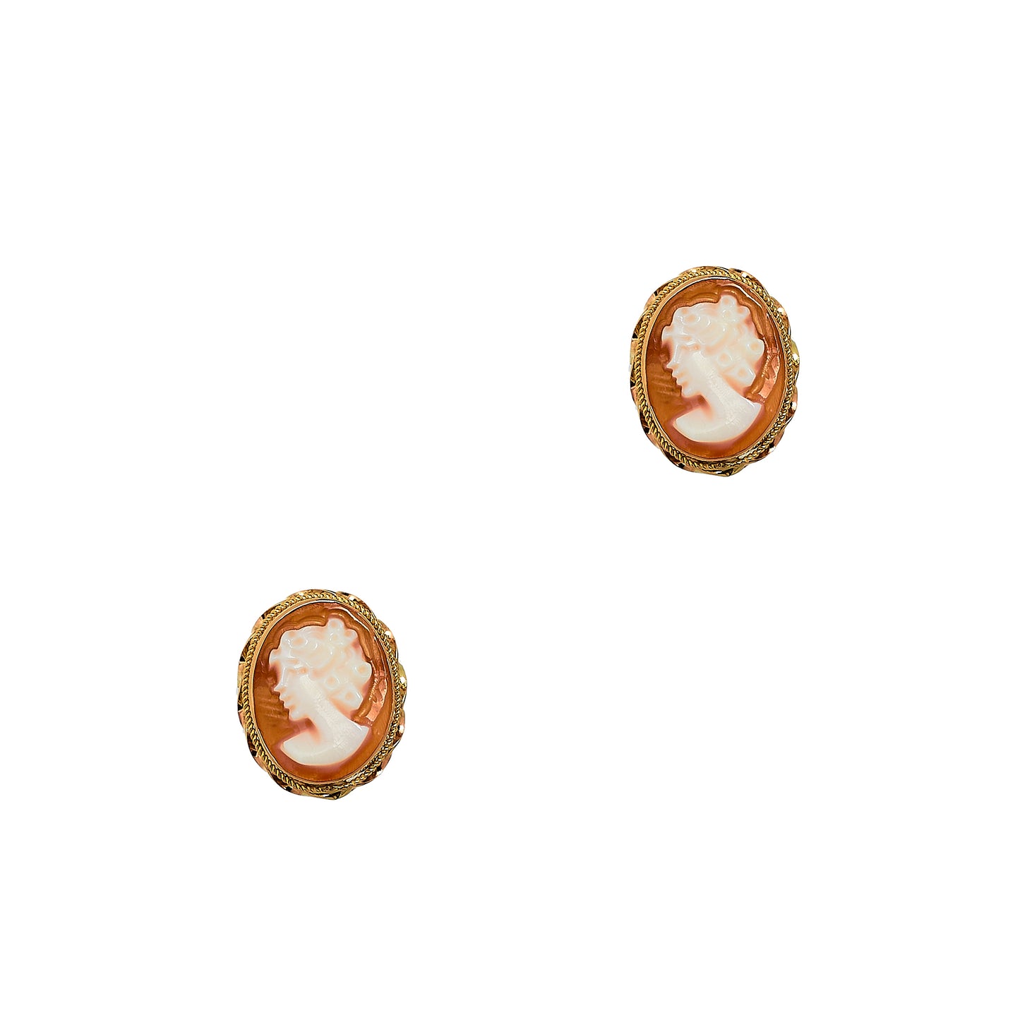 Pre-Owned 9ct Gold Oval Cameo Stud Earrings