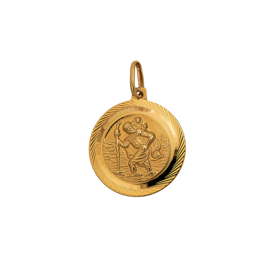 Pre-Owned 9ct Gold St Christopher Pendant Round