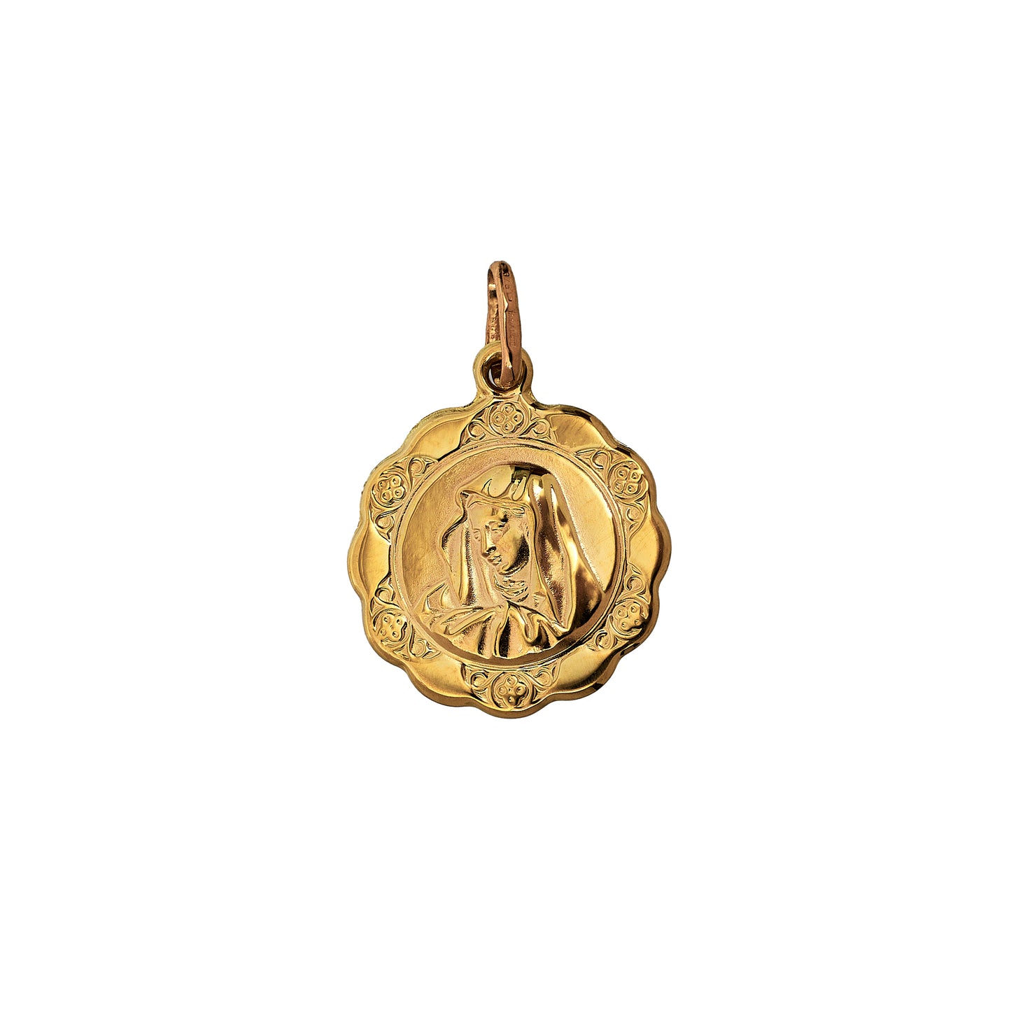 Pre-Owned 9ct Gold Madonna Pendant Round Frame