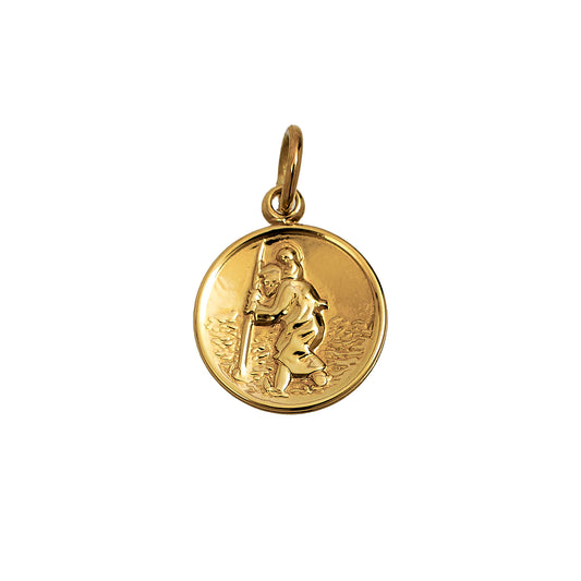 Pre-Owned 9ct Gold Petite St Christopher Pendant Round