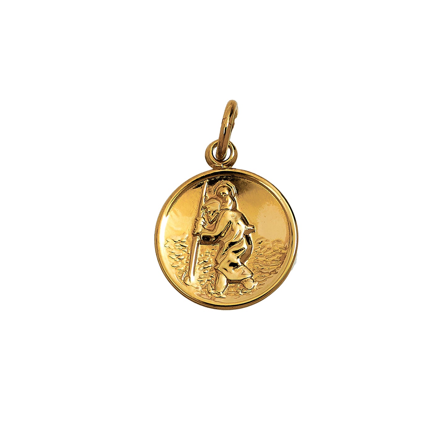 Pre-Owned 9ct Gold Petite St Christopher Pendant Round