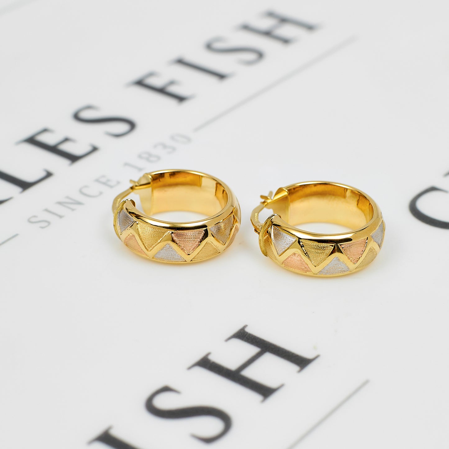 Pre-Owned 9ct Gold Tricolor Creole Hoop Earrings