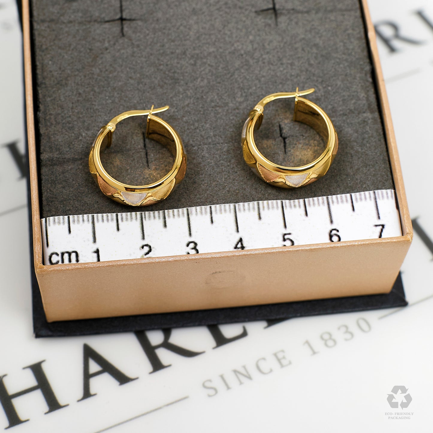 Pre-Owned 9ct Gold Tricolor Creole Hoop Earrings