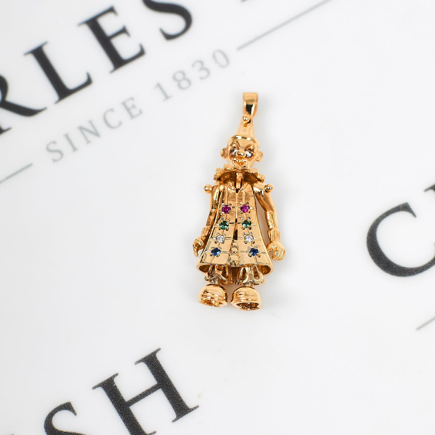 Pre-Owned 9ct Gold Synthetic Stone Clown Pendant