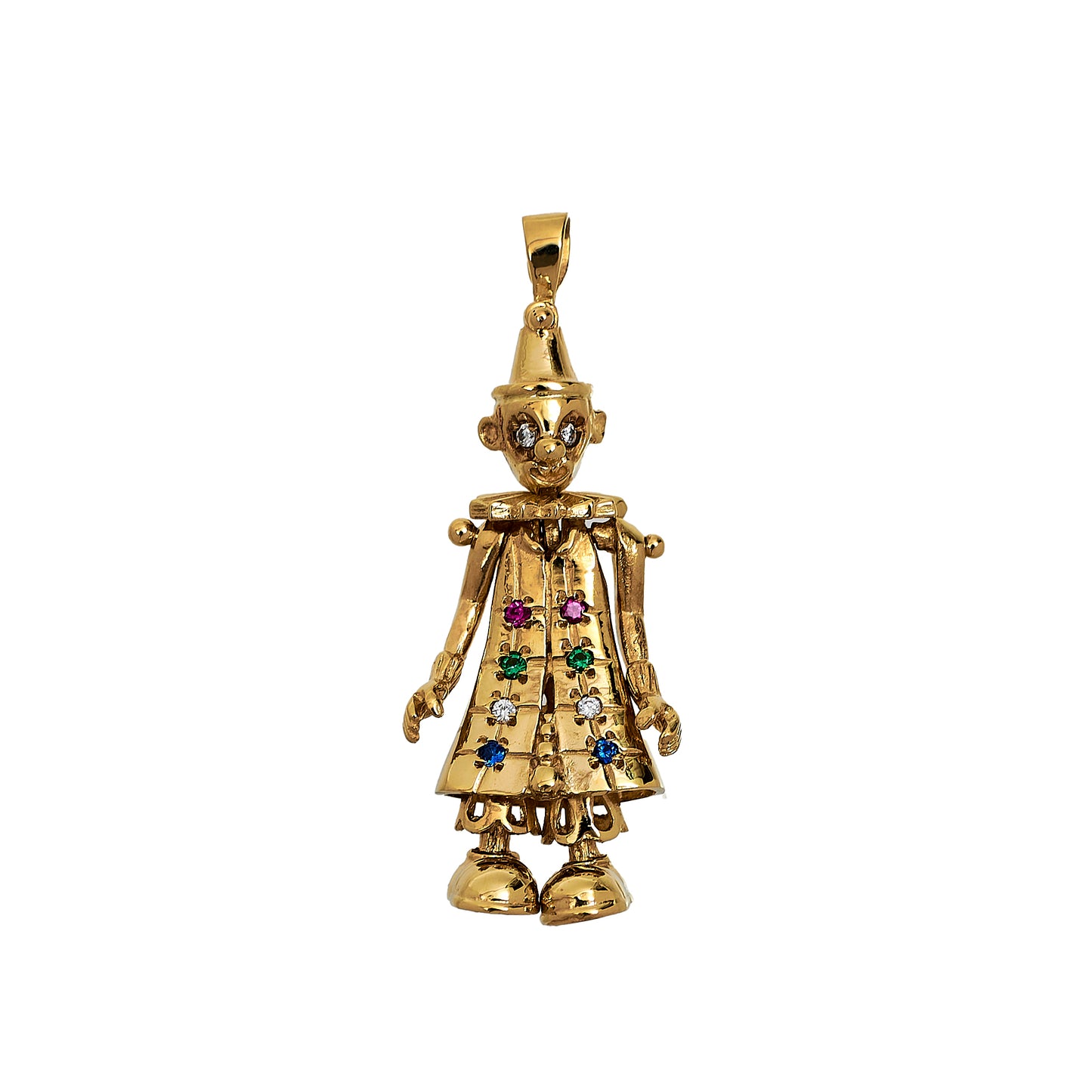 Pre-Owned 9ct Gold Synthetic Stone Clown Pendant