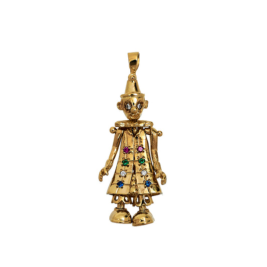 Pre-Owned 9ct Gold Synthetic Stone Clown Pendant