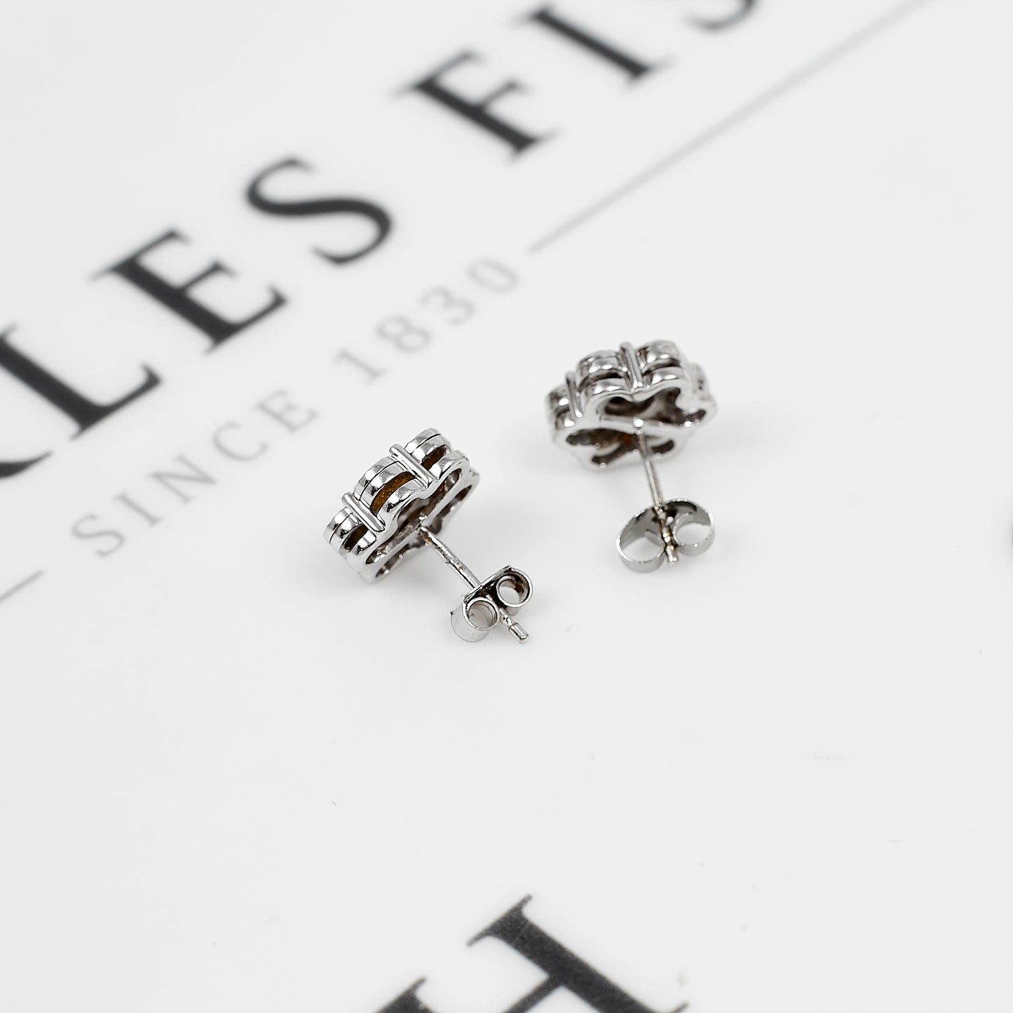 Pre-Owned 9ct White Gold Diamond Cluster Earrings