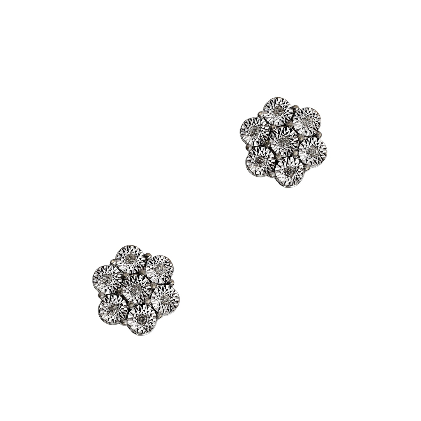 Pre-Owned 9ct White Gold Diamond Cluster Earrings