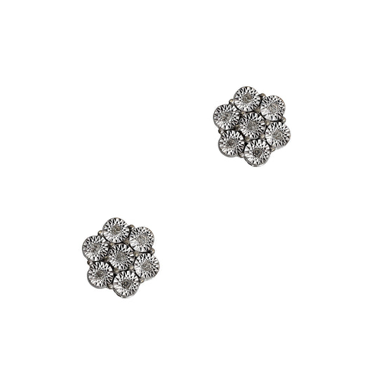 Pre-Owned 9ct White Gold Diamond Cluster Earrings