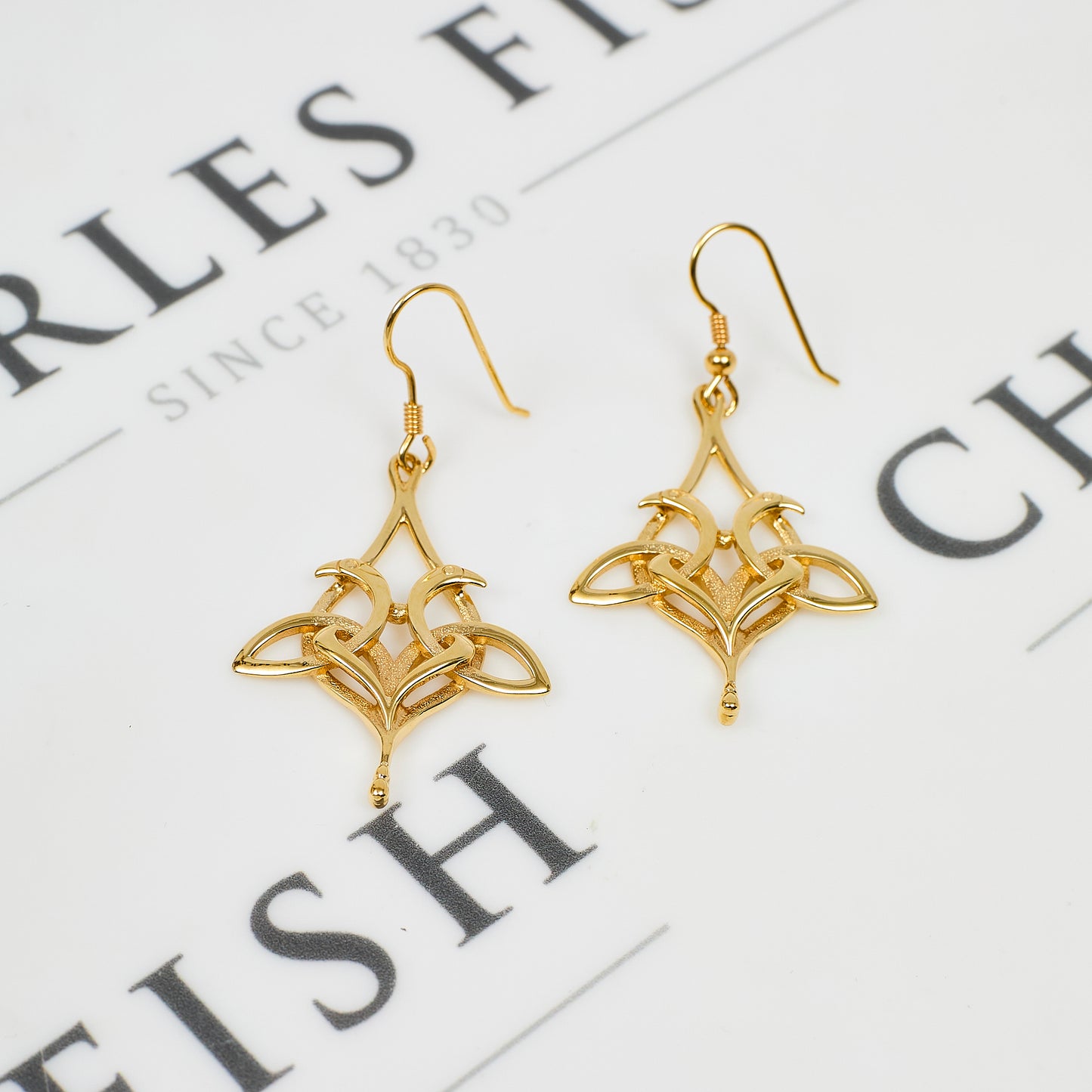 Pre-Owned 9ct Gold Ola Gorie Kells Bird Drop Earrings