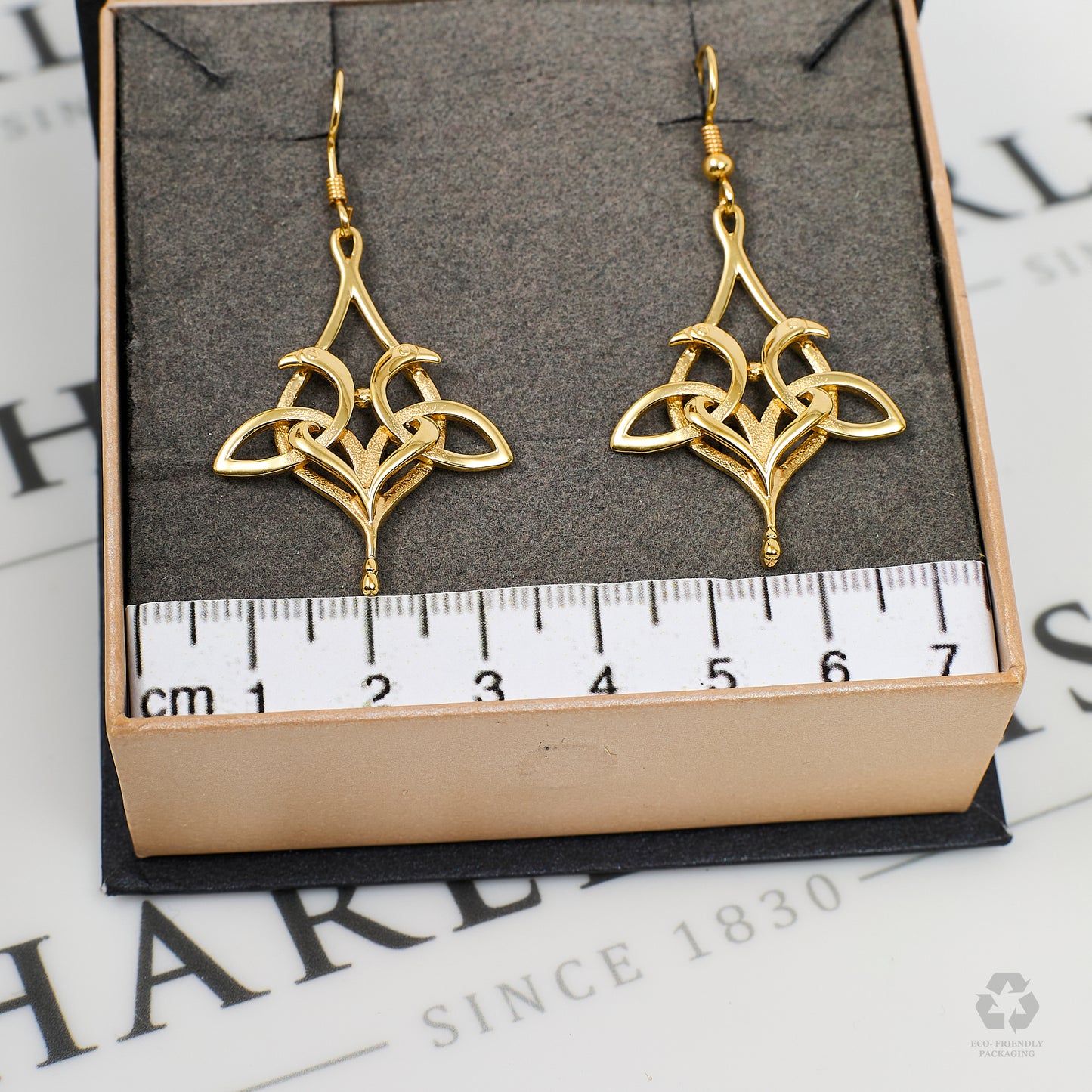 Pre-Owned 9ct Gold Ola Gorie Kells Bird Drop Earrings