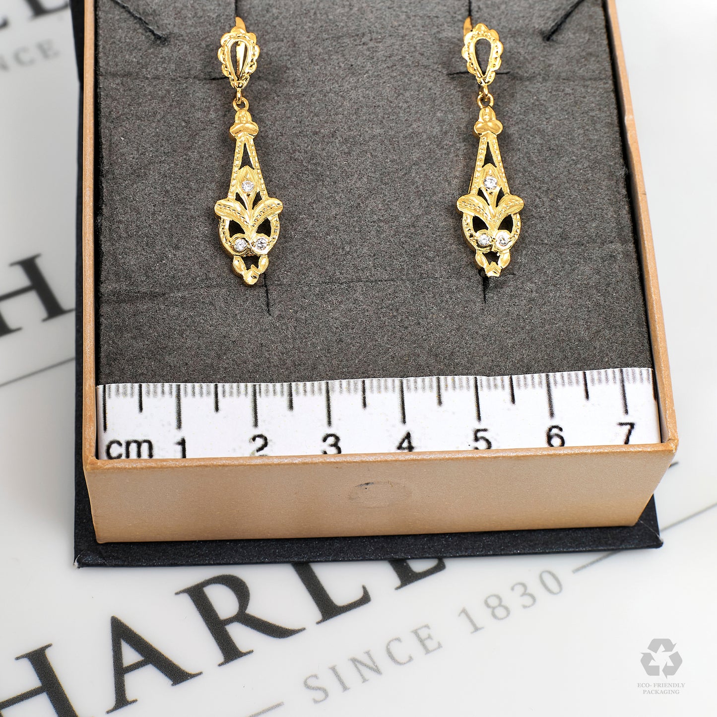 Pre-Owned 18ct Gold CZ Drop Earrings