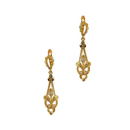 Pre-Owned 18ct Gold CZ Drop Earrings