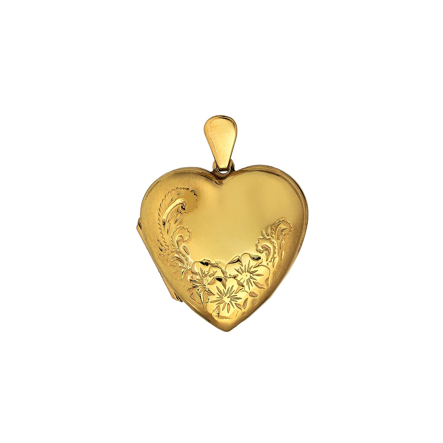Pre-Owned 9ct Gold Flower Pattern Heart Shaped Locket