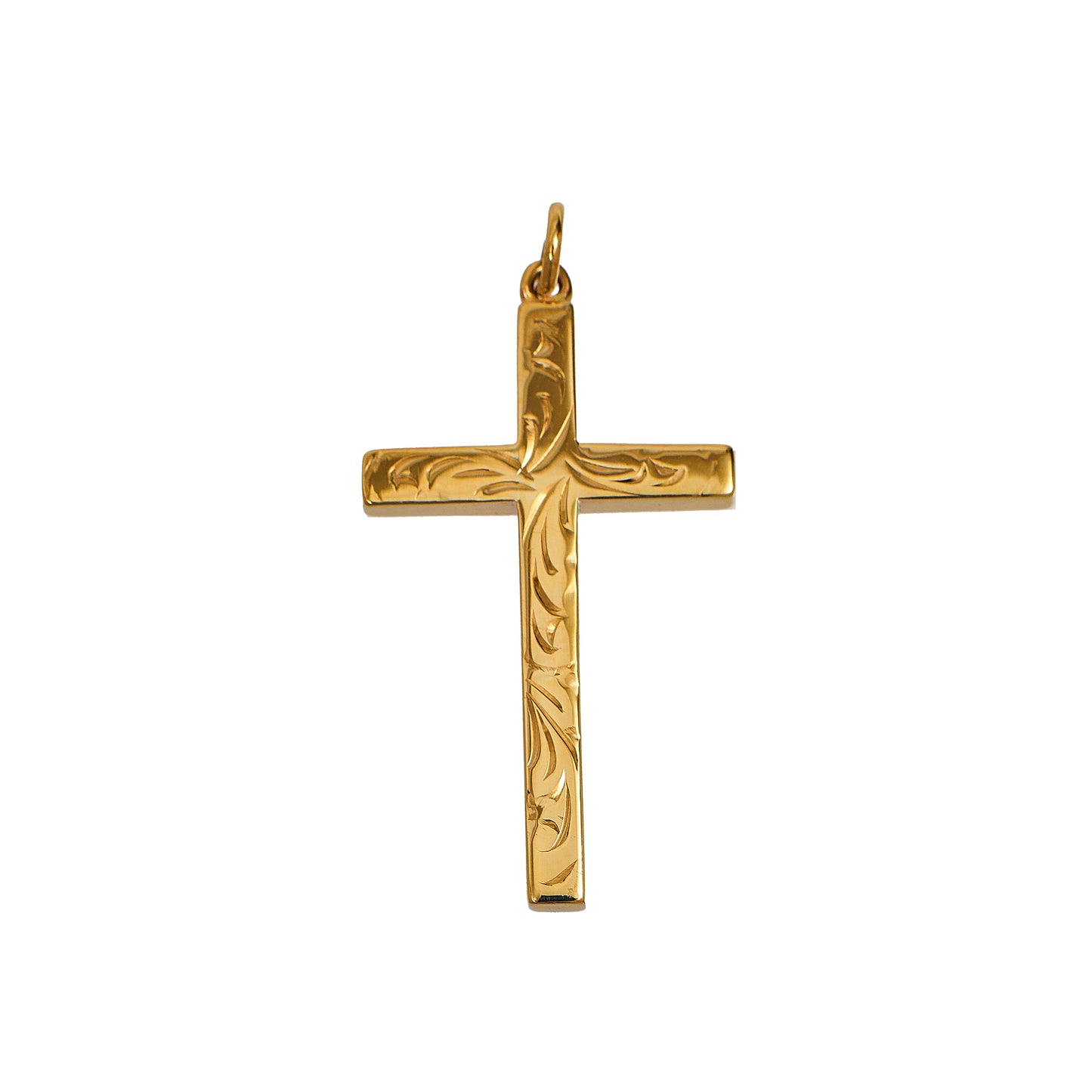 Pre-Owned 9ct Gold Swirl Pattern Cross Pendant