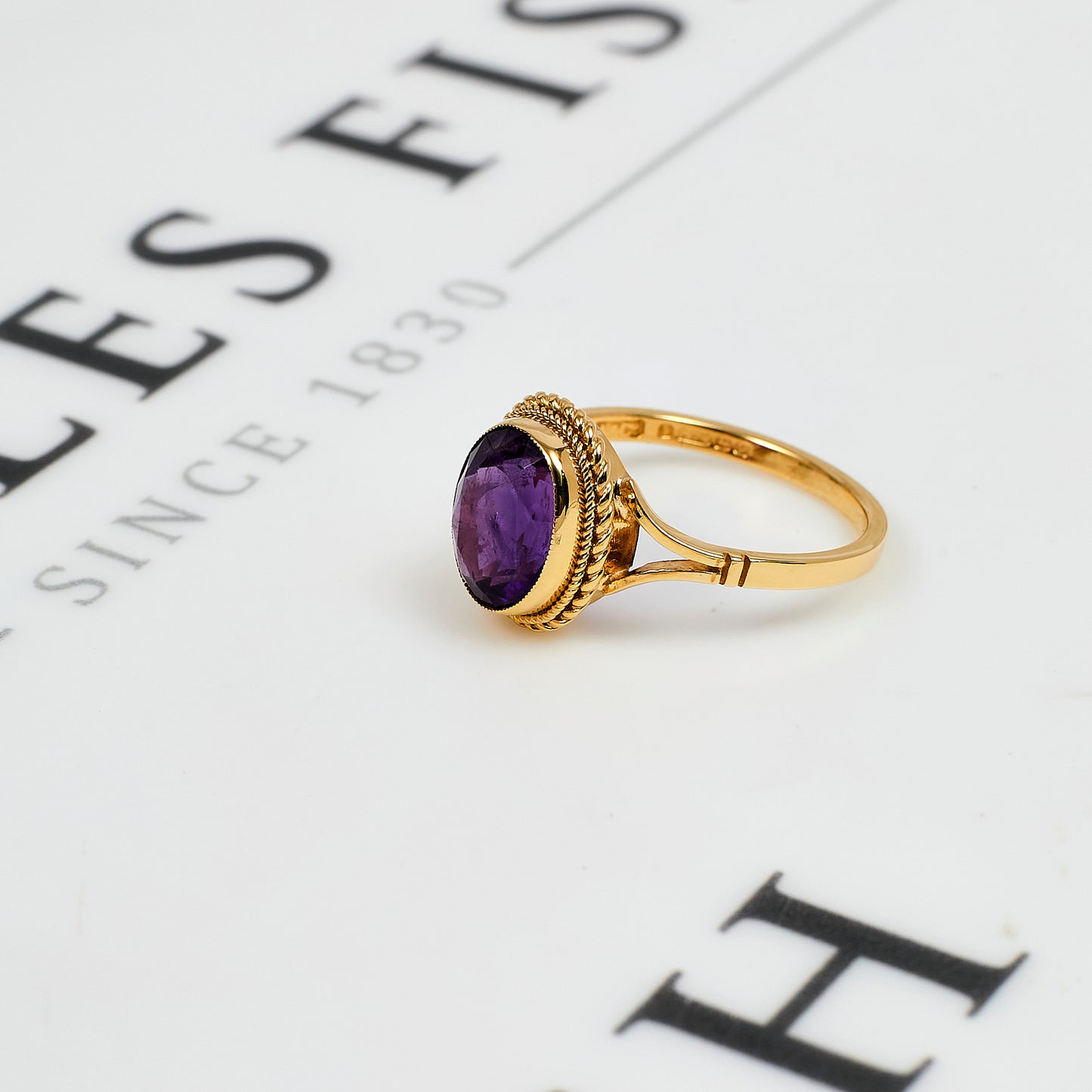 Pre-Owned 9ct Gold Oval Amethyst Ring Size O