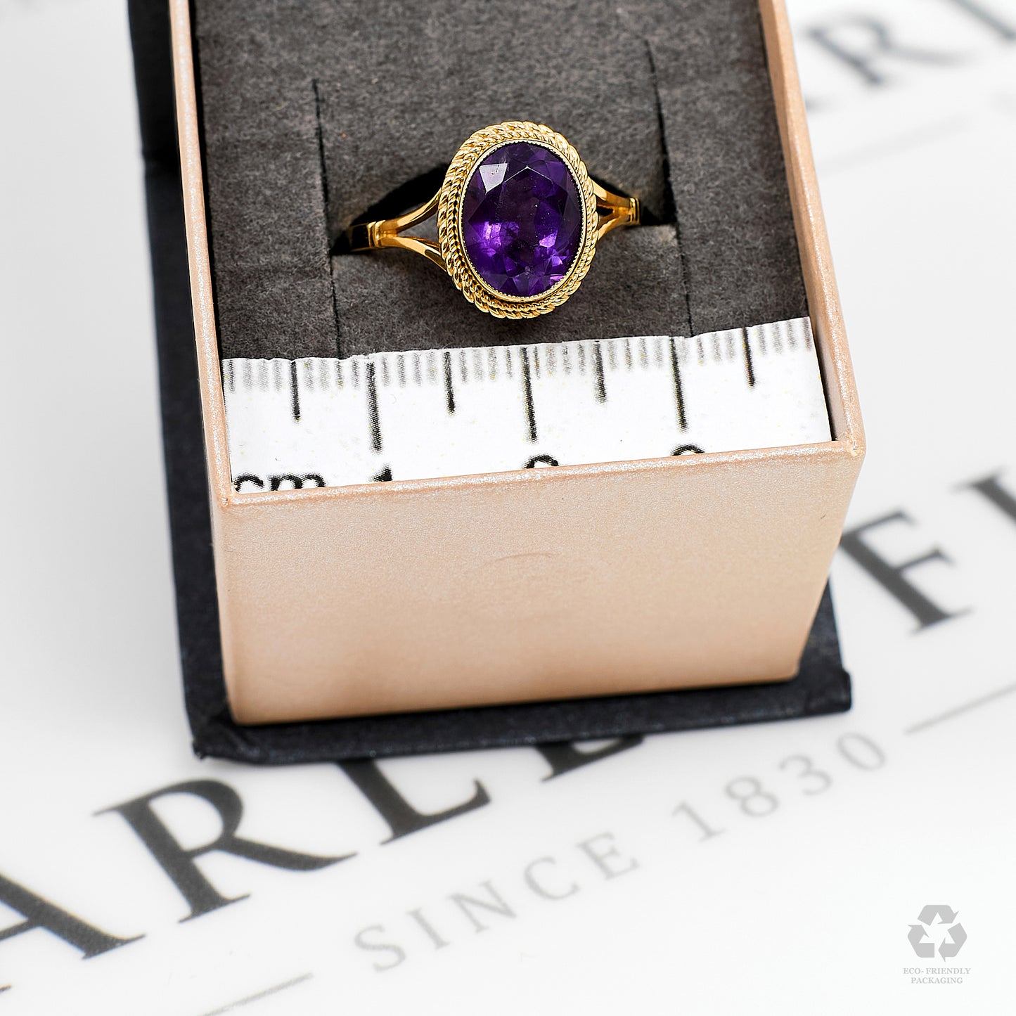 Pre-Owned 9ct Gold Oval Amethyst Ring Size O