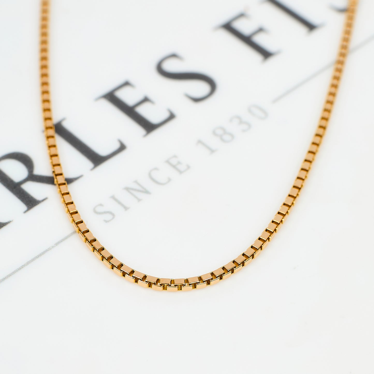 Pre-Owned 9ct Gold Box Link Necklace 16 Inch