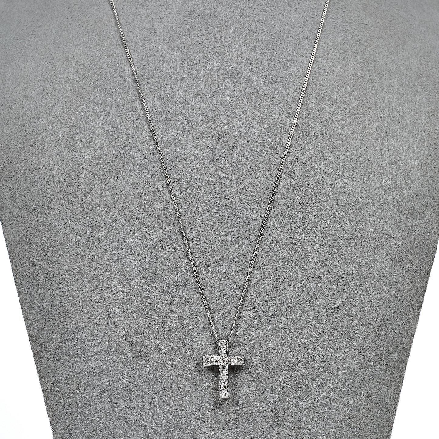Pre-Owned 18ct White Gold Diamond Cross Pendant Necklace