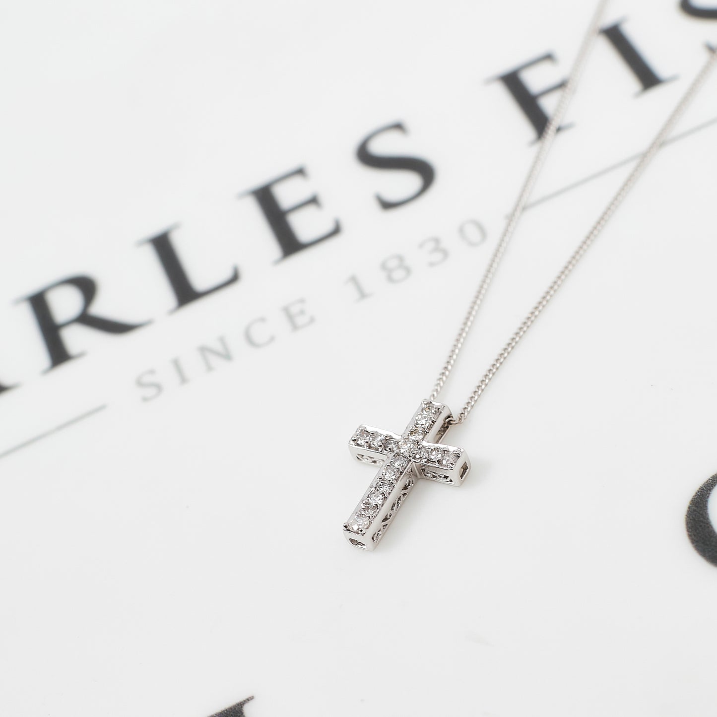 Pre-Owned 18ct White Gold Diamond Cross Pendant Necklace