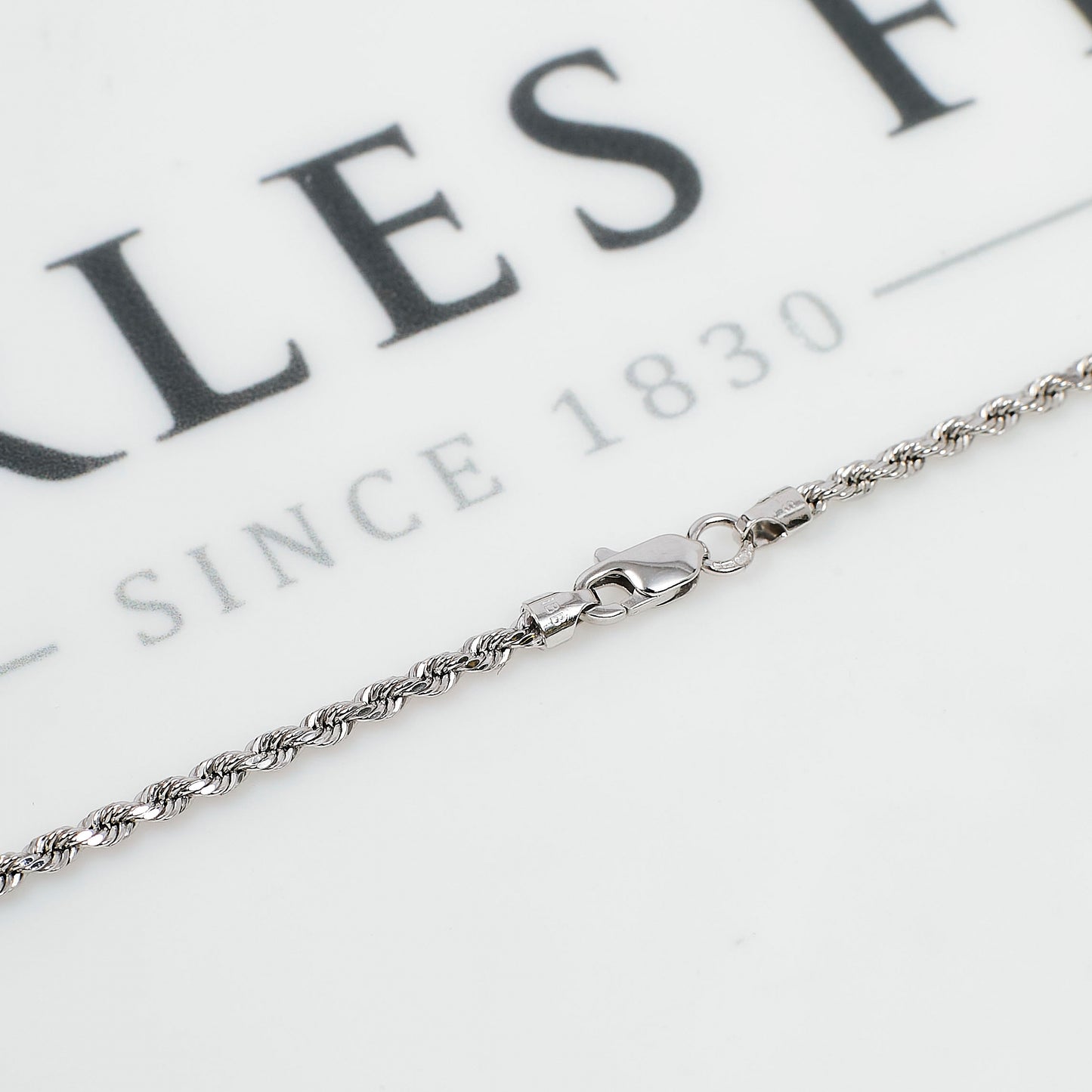 Pre-Owned 9ct White Gold Rope Chain Necklace 20 Inch