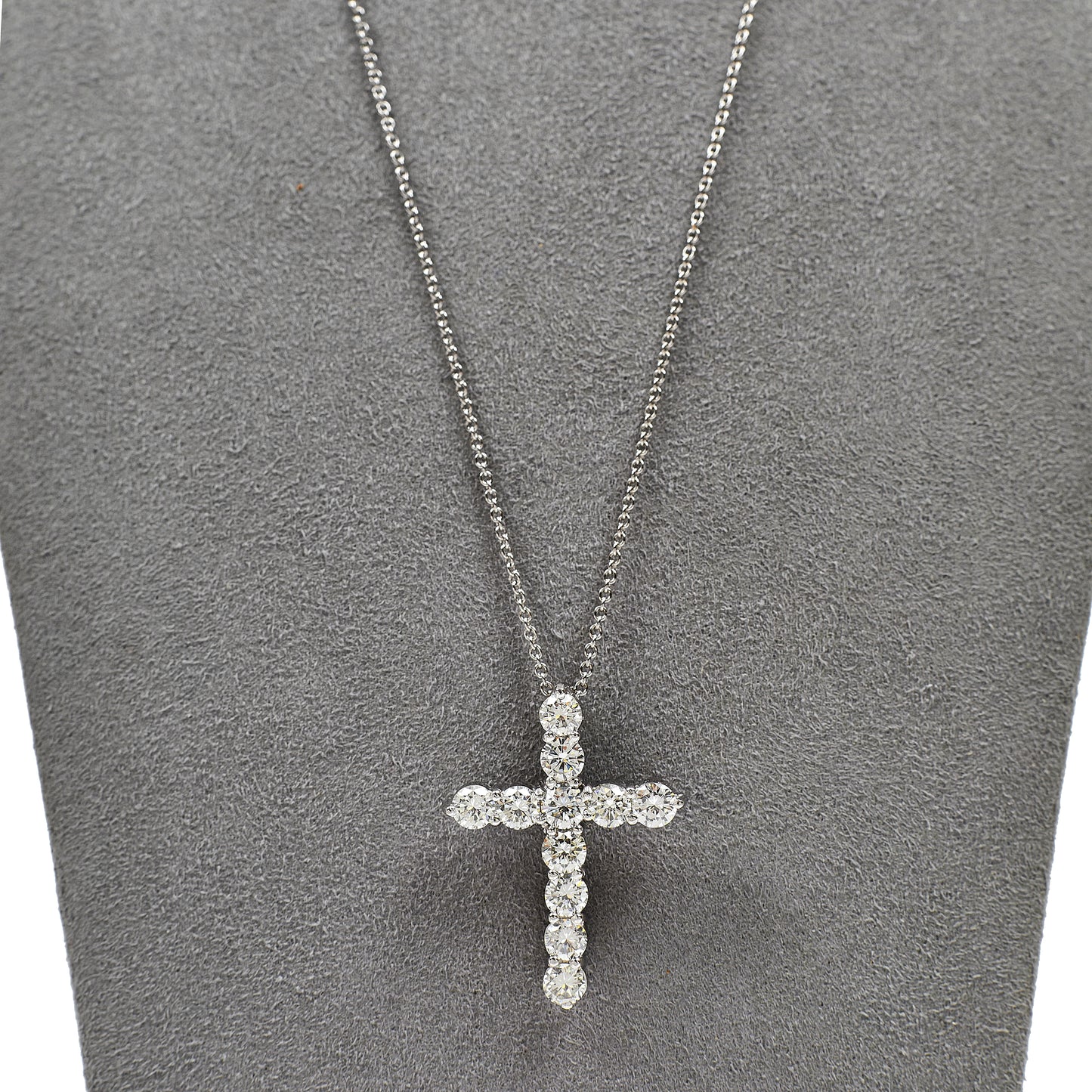 Pre-Owned 18ct White Gold Diamond Set Cross & Chain