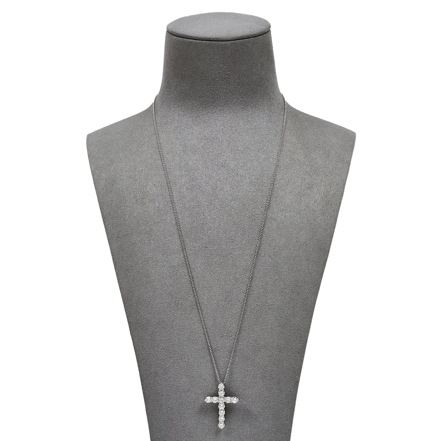 Pre-Owned 18ct White Gold Diamond Set Cross & Chain