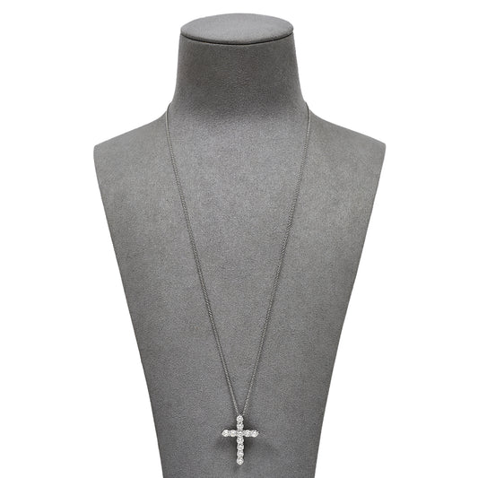 Pre-Owned 18ct White Gold Diamond Set Cross & Chain