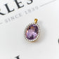 Pre-Owned 18ct Gold Oval Amethyst & Diamond Cluster Pendant