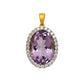 Pre-Owned 18ct Gold Oval Amethyst & Diamond Cluster Pendant