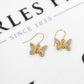 Pre-Owned 9ct Gold Butterfly Drop Earrings