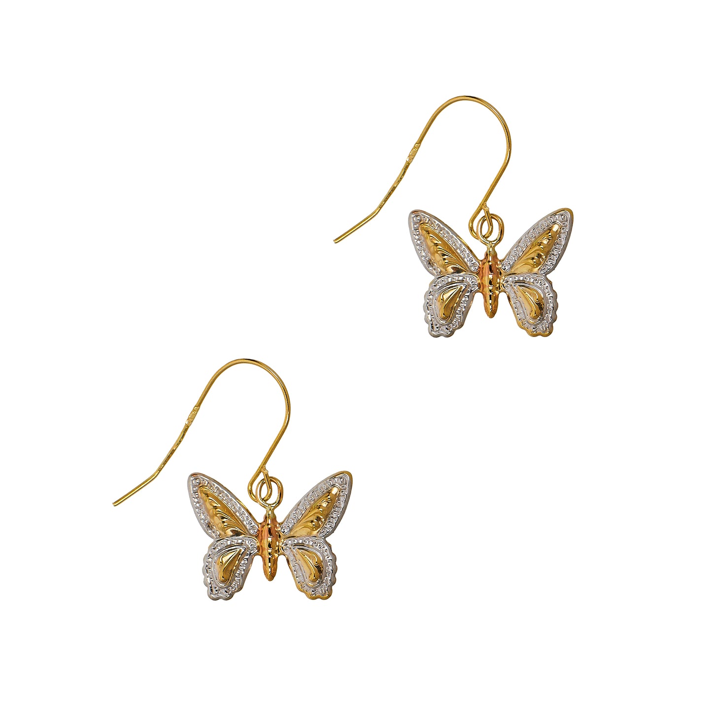 Pre-Owned 9ct Gold Butterfly Drop Earrings