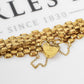 Pre-Owned 9ct Gold Brick Design Bracelet & Heart Padlock