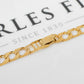 Pre-Owned 9ct Gold Polish & Bark Texture Curb Chain Necklace 16 Inch