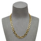 Pre-Owned 9ct Gold Polish & Bark Texture Curb Chain Necklace 16 Inch