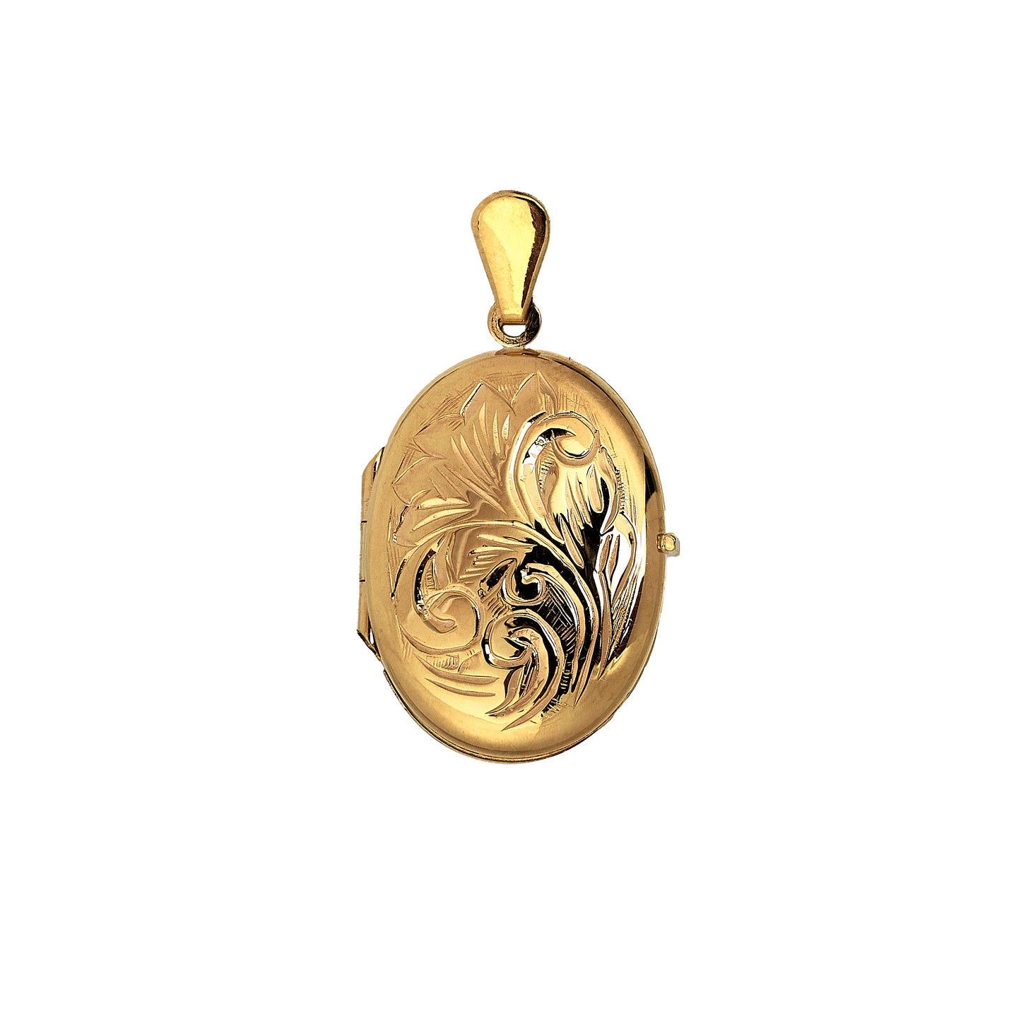 Pre-Owned 9ct Gold Oval Swirl Locket Pendant
