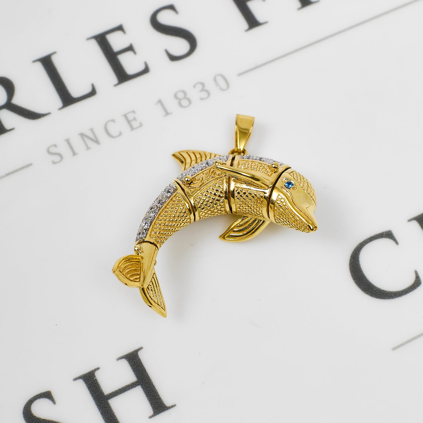 Pre-Owned 9ct Gold CZ Dolphin Pendant